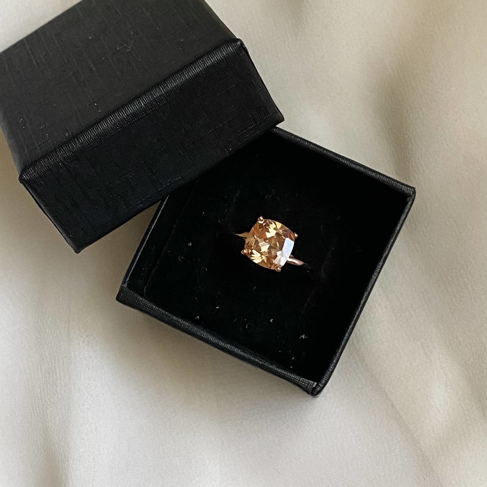 Rose Gold Morganite Cushion Cut Ring - Picture 10 of 10
